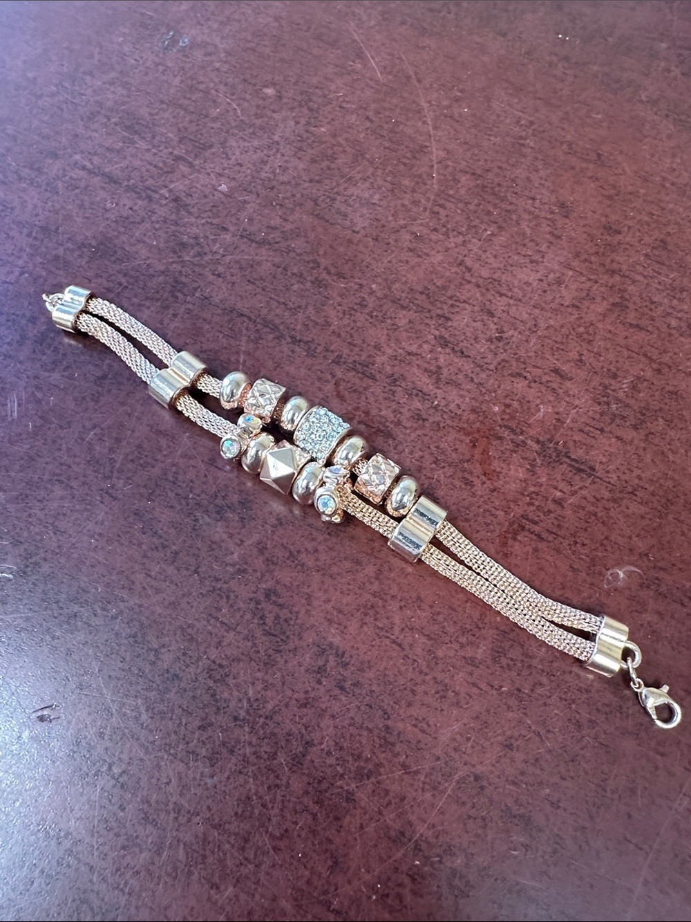 Guess by Marciano Rose Gold Multi-Strand Crystal Bead Bracelet